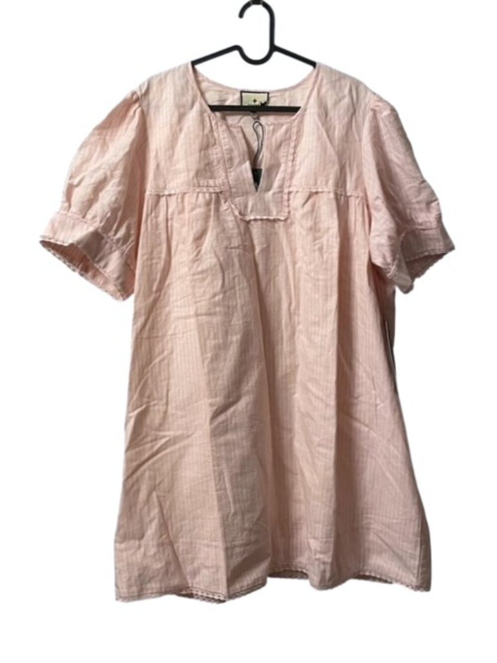 NWT Tuckernuck Striped Linen Blend Short Sleeve Dress Pink White Size XXL